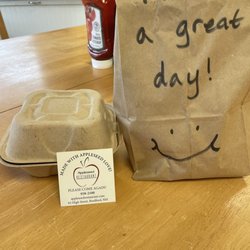Fenton's Landing - A hand written note on my take out bag! Thank you Fenton's Landing for your delicious food and friendly staff!