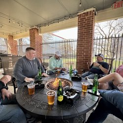 Denton Cigar Co - Fire pit on the patio, great spot on a cool day!