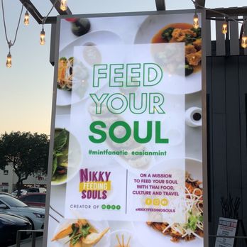 Asian Mint - a sign for a restaurant called feed your soul - Thai Near Me - Richardson, Texas