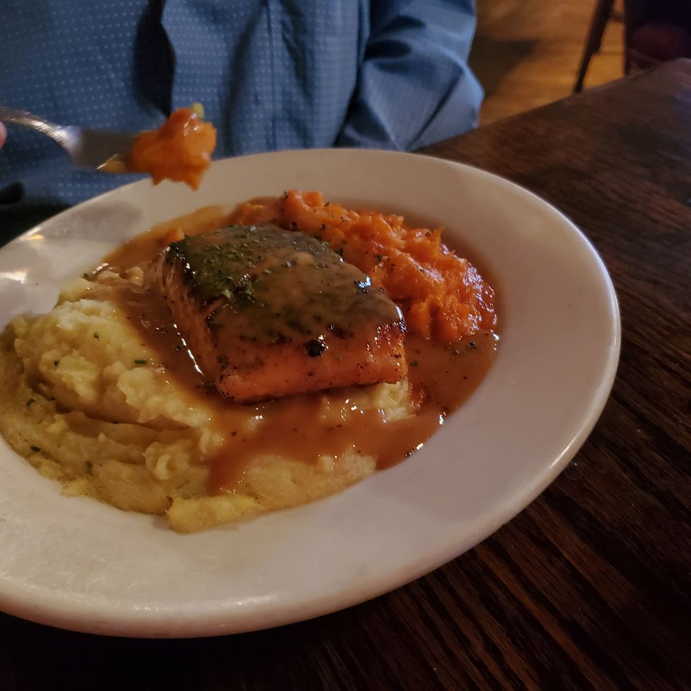 Jay's Seafood - Bourbon Salmon, my husband said it was excellent and he practically licked the plate clean - Seafood Near Me - Dayton, Ohio Jay's Seafood - Bourbon Salmon, my husband said it was excellent and he practically licked the plate clean - Seafood Near Me - Dayton, Ohio