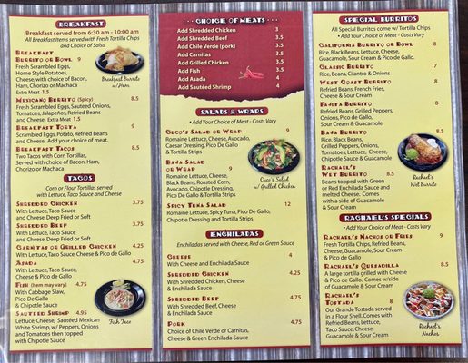 Menu photo 2 Rachael's Mexican Food Irvine, CA Menu photo 2 Rachael's Mexican Food Irvine, CA