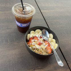 Odyssey Fixx Cafe - Iced Americano and matcha oats