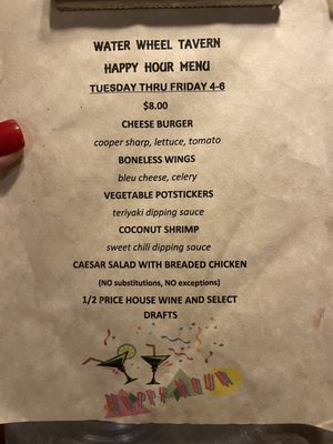 Menu photo 7 Water Wheel Tavern Doylestown, PA