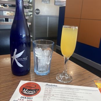 Hope’s Brunch House - Peach Bellini and Free alkaline water - Coffee & Tea Near Me - Phoenix, Arizona
