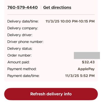 BJ's Restaurant & Brewhouse - Wait time. Placed at 5:52pm. Receipt says delivery will take place at 10:00pm. Called to cancel and was hung up on. - Breweries Near Me - Carlsbad, California