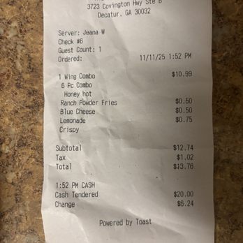 Midway Wings & More - Receipt - Chicken Wings Near Me - Decatur, Georgia Midway Wings & More - Receipt - Chicken Wings Near Me - Decatur, Georgia