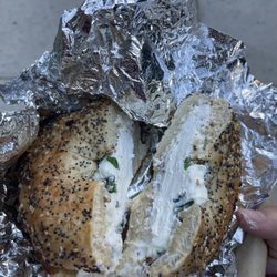 LIC Bagel & Deli - Everything bagel with scallion cream cheese