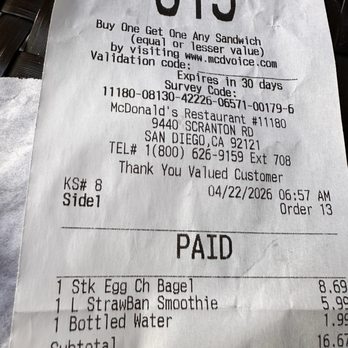 McDonald's - My order that was filled cold and missing 1/3 of what I pre-paid for. This is what a non human interaction gets you. - Burgers Near Me - San Diego, California McDonald's - My order that was filled cold and missing 1/3 of what I pre-paid for. This is what a non human interaction gets you. - Burgers Near Me - San Diego, California