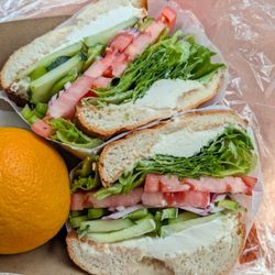 Moe's Broadway Bagel - The Vegan sandwich on a Gluten free bagel, peep the cream cheese!