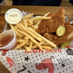 3 Piece Tender (dang it hot) w/ Fries 3 Piece Tender (dang it hot) w/ Fries