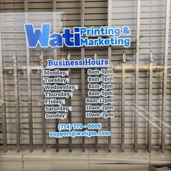 Wati Printing & Marketing - Door sign with hours