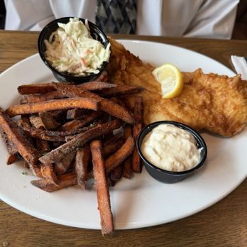 Rusty Bucket Restaurant and Tavern - Fish & Chips (sweet potato fries) He said they were very good - American Near Me - Cincinnati, Ohio