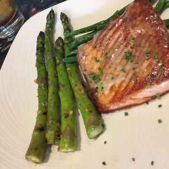 Waters Texas - Salmon with asparagus in lieu of the dirty rice - Seafood Near Me - Fort Worth, Texas Waters Texas - Salmon with asparagus in lieu of the dirty rice - Seafood Near Me - Fort Worth, Texas