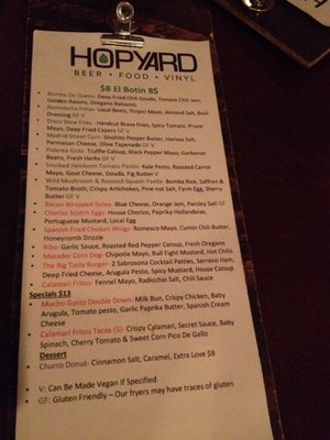 Menu photo 8 Hopyard Charlottetown, PE Menu photo 8 Hopyard Charlottetown, PE