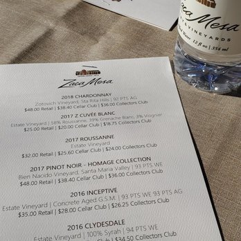 Zaca Mesa Winery - Menu - Wineries Near Me - Los Olivos, California