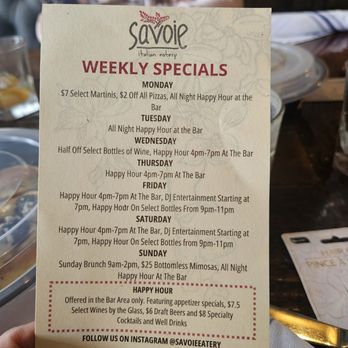 Savoie Italian Eatery - Specials - Italian Near Me - Chula Vista, California Savoie Italian Eatery - Specials - Italian Near Me - Chula Vista, California