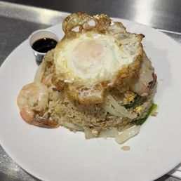 Shrimp fired rice with add-on fired egg Shrimp fired rice with add-on fired egg