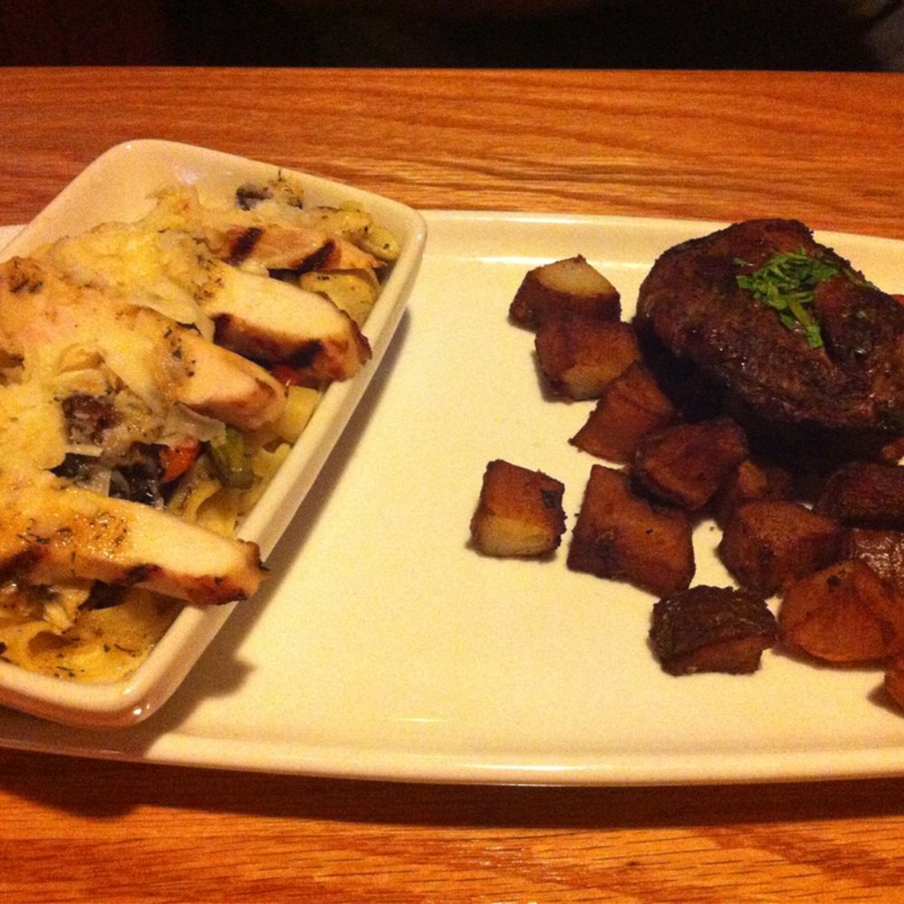 Applebee's Grill + Bar - Take Two: 4 oz blackened sirloin and garlic rosemary chicken pasta - American Near Me - Herkimer, New York