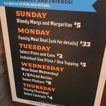Crafters Pizza and Drafthouse - Daily Drink Specials - Pizza Near Me - Carmel, Indiana