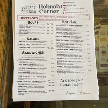 Hobnob Corner - Menu - American Near Me - Nashville, Indiana