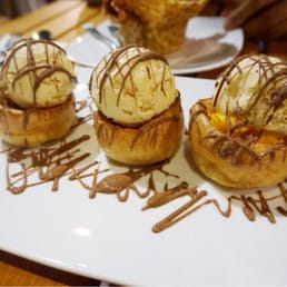 Udder Puffs with peanut butter ice cream Udder Puffs with peanut butter ice cream
