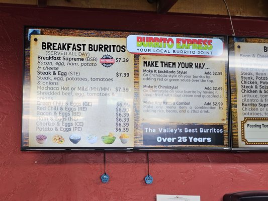Menu photo 1 Burrito Express Gilbert, AZ