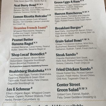 Acorn Cafe - Menu - Breakfast & Brunch Near Me - Healdsburg, California