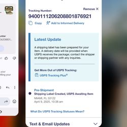 Edible Cake Images - The bogus tracking # and status it's been in since 4/8/25