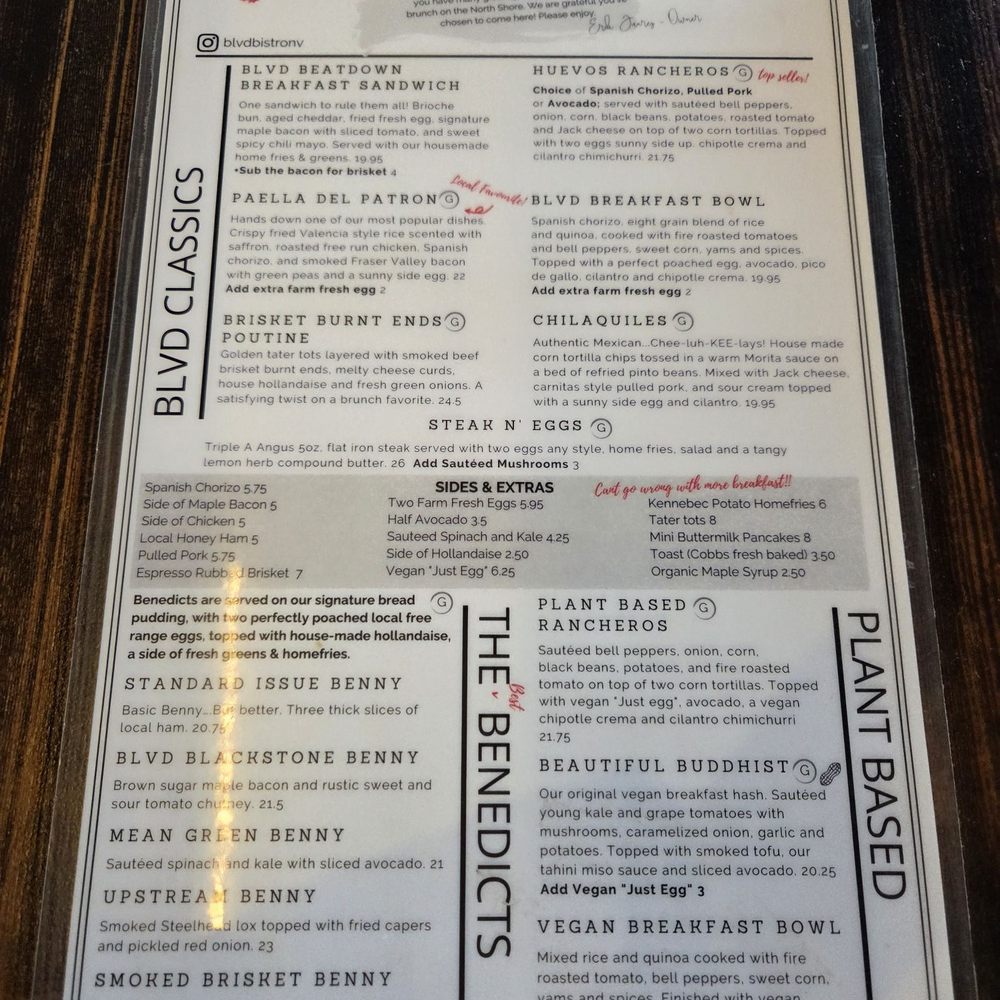 Blvd Bistro - Menu - Breakfast & Brunch Near Me - North Vancouver, British Columbia