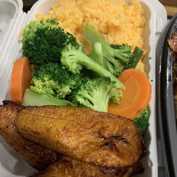 Inca Chicken - Sides combination platter-Sweet Plantains, vegetables, Yellow Rice - Peruvian Near Me - Brooklyn, New York