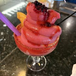 Peach raspberry soft serve margarita