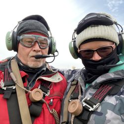 HeliBacon - My dad and I all geared up for our trip.