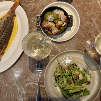 Sea & Sky - Half Grilled Snapper and Halibut with a side of grilled vegetables - Seafood Near Me - La Jolla, California Sea & Sky - Half Grilled Snapper and Halibut with a side of grilled vegetables - Seafood Near Me - La Jolla, California