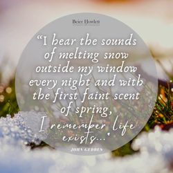 Beier Howlett PC - An image of snow melting outside with a peep of the green grass under with a quote about spring coming.