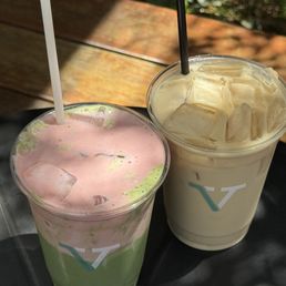 mocha latte with strawberry topping mocha latte with strawberry topping