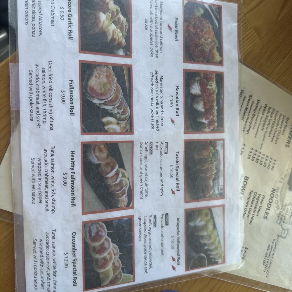 Full Moon Sushi - Menu - Japanese Near Me - San Clemente, California