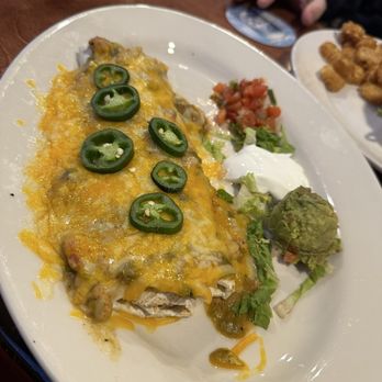Satchmo's Bar & Grill - Colorado Burrito topped with the best Green Chili - American Near Me - Chesterfield, Missouri
