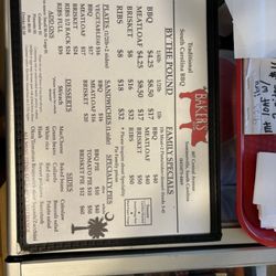 Menu with prices