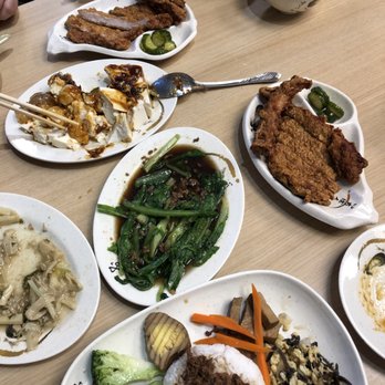 Kingchops - Steamed Bamboo Shoots, Boiled Veggies, Tofu w Preserved Egg, and Pork Chops! - Taiwanese Near Me - Industry, California