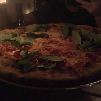 Lucali - Half pepperoni, half garlic. BASIL!!!! - Pizza Near Me - Brooklyn, New York Lucali - Half pepperoni, half garlic. BASIL!!!! - Pizza Near Me - Brooklyn, New York
