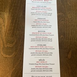 Dauntless Wine at Old 47 Estate - Flight menu