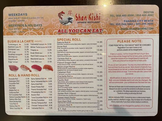 Menu photo 3 Shan Kishi Miramar Beach, FL