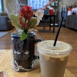 Honey vanilla iced oat milk latte