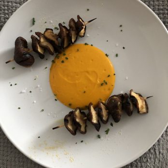 Pickled Fish Restaurant - Grilled shiitake mushrooms with carrot purée... how do I leave Long Beach when this dish exists????? - New American Near Me - Long Beach, Washington Pickled Fish Restaurant - Grilled shiitake mushrooms with carrot purée... how do I leave Long Beach when this dish exists????? - New American Near Me - Long Beach, Washington