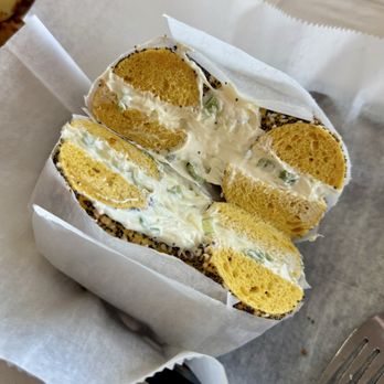 Latham Bagel Shop - Egg everything with scallion cream cheese - Bagels Near Me - Latham, New York