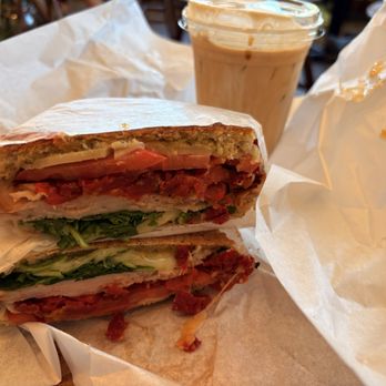 Tule Coffeehouse - Turkey panini and iced brown sugar latte with vanilla cold foam - Breakfast & Brunch Near Me - Elk Grove, California Tule Coffeehouse - Turkey panini and iced brown sugar latte with vanilla cold foam - Breakfast & Brunch Near Me - Elk Grove, California