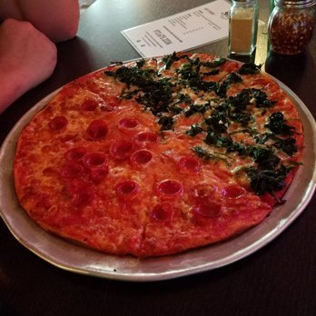 Star Tavern - Half peperoni/half spinach with garlic - Pizza Near Me - City Of Orange, New Jersey