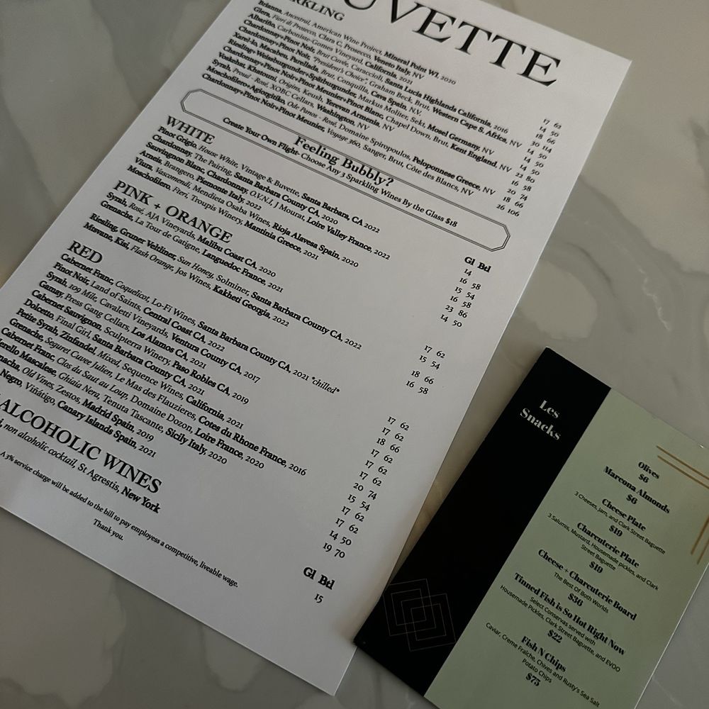 Buvette - Drink menu and happy hour menu - Wine Bars Near Me - Los Angeles, California