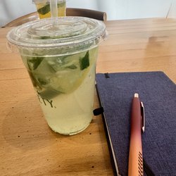 Norvary - Cucumber mint lemonade, all freshly squeezed and crunchy! Absolutely delish.