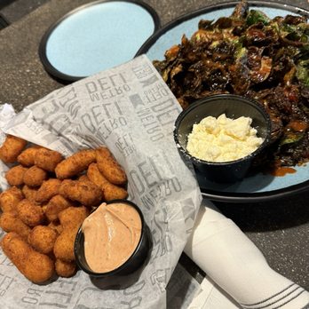 Copper State Brewing - Cheese curds and brussel sprouts (feta on the side) - Breweries Near Me - Green Bay, Wisconsin